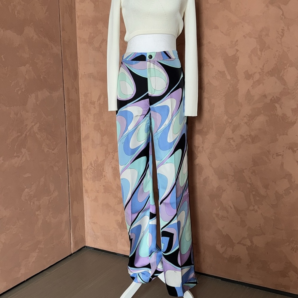 Printed Tulle Pants in Blue pucci